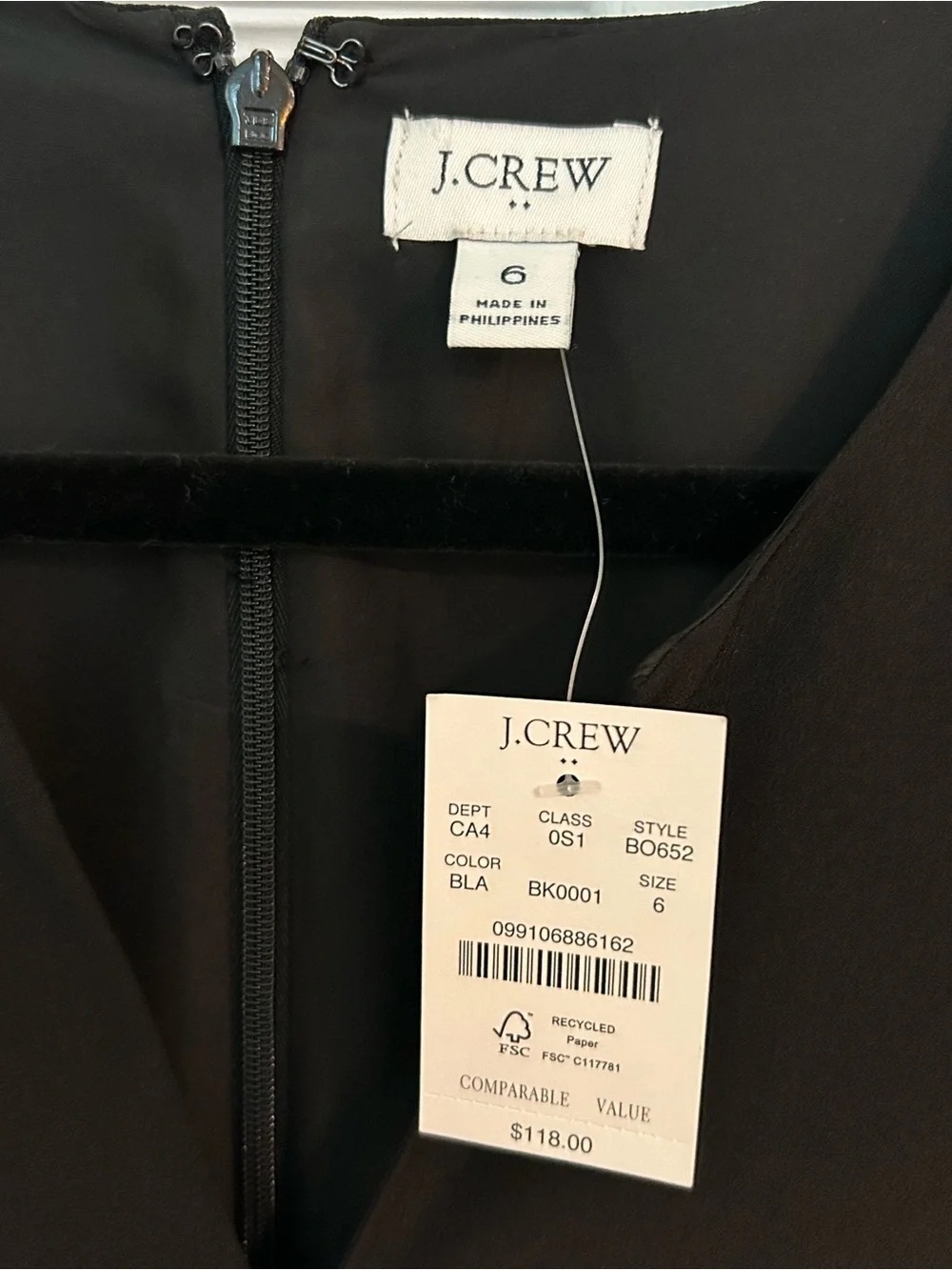 NWT J. Crew Classic Black V-Neck Suiting Dress